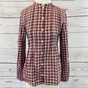 Aeropostale red plaid silver accent pintucks tie